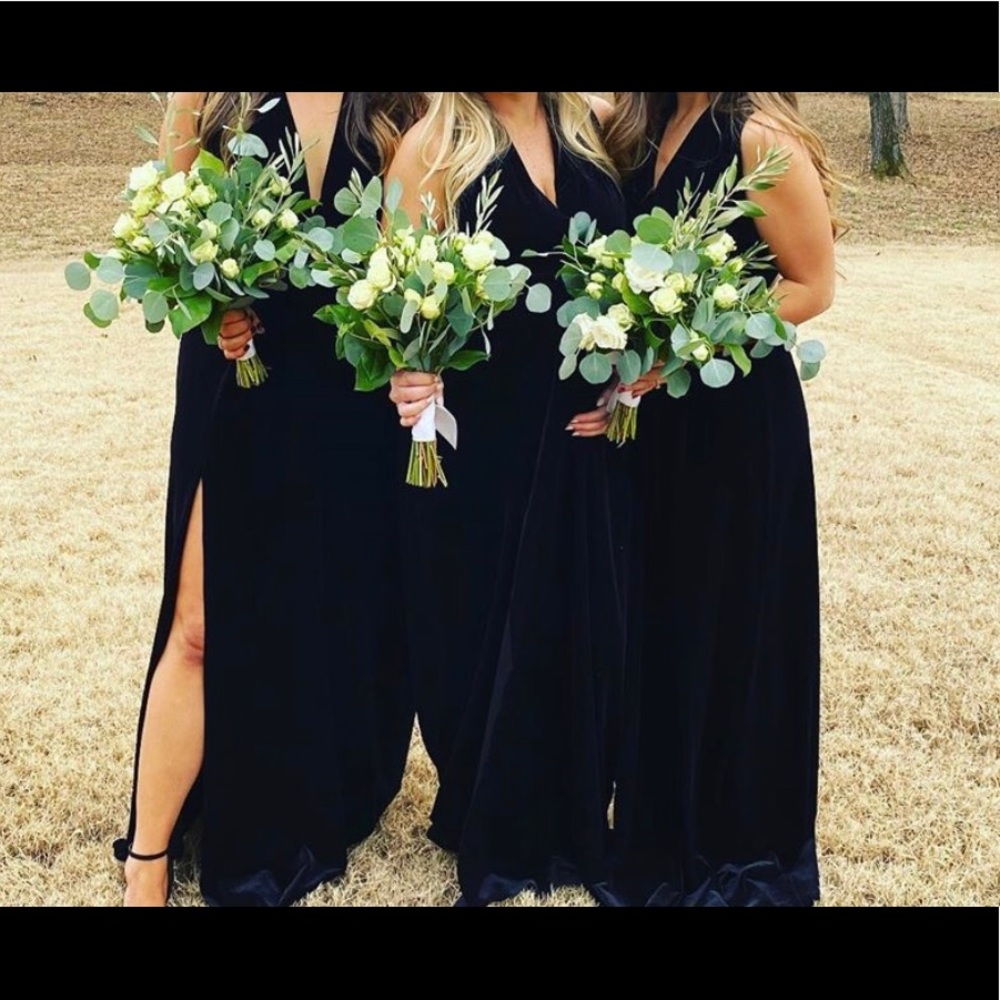 Black velvet brides maid dress